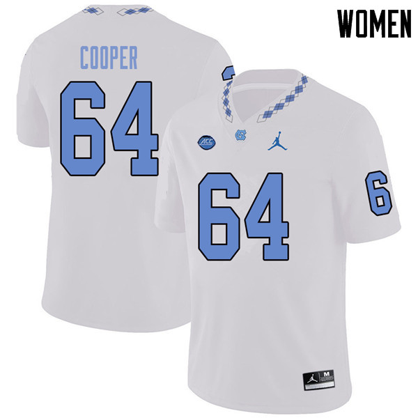 Jordan Brand Women #64 Jonathan Cooper North Carolina Tar Heels College Football Jerseys Sale-White
